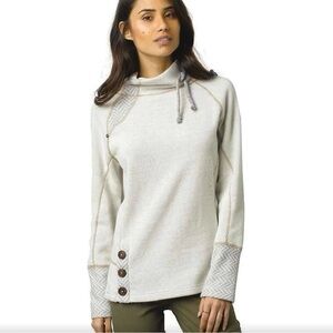 PrAna Lucia Recycled Wool cow neck sweater with herringbone accent size Medium